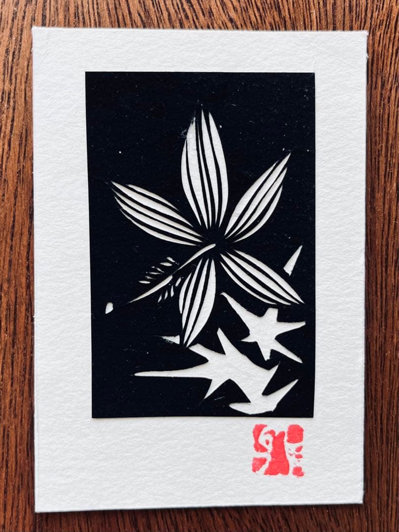 切り絵　宮田雅之　オリジナル　花　小品　シート　ミニアチュール