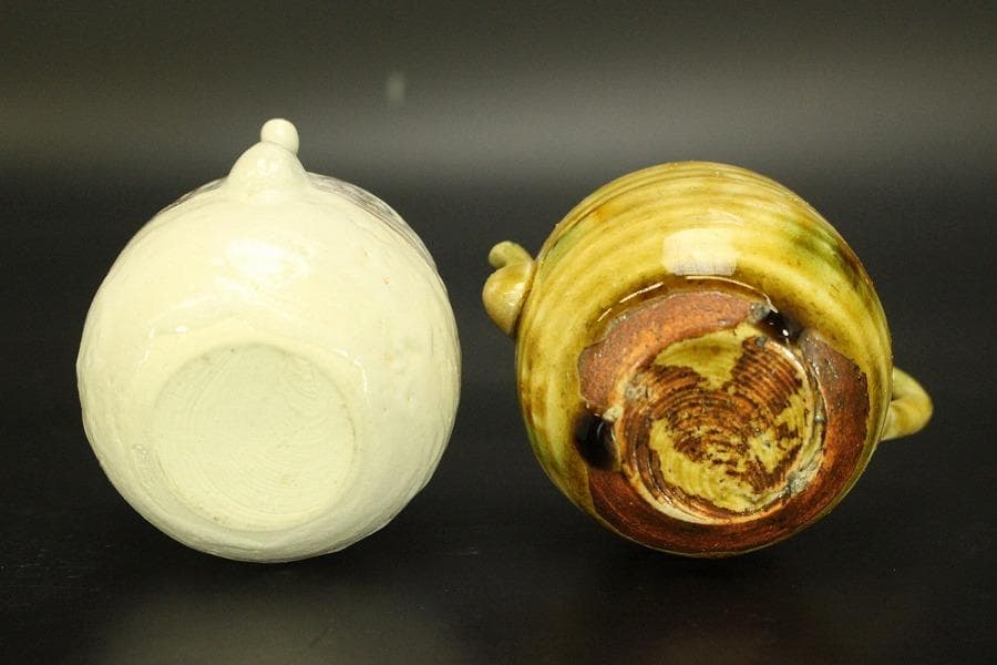 茶道具 山口錠鐡作 色変 四滴 茶入 共箱 良蓋 一個(A778)