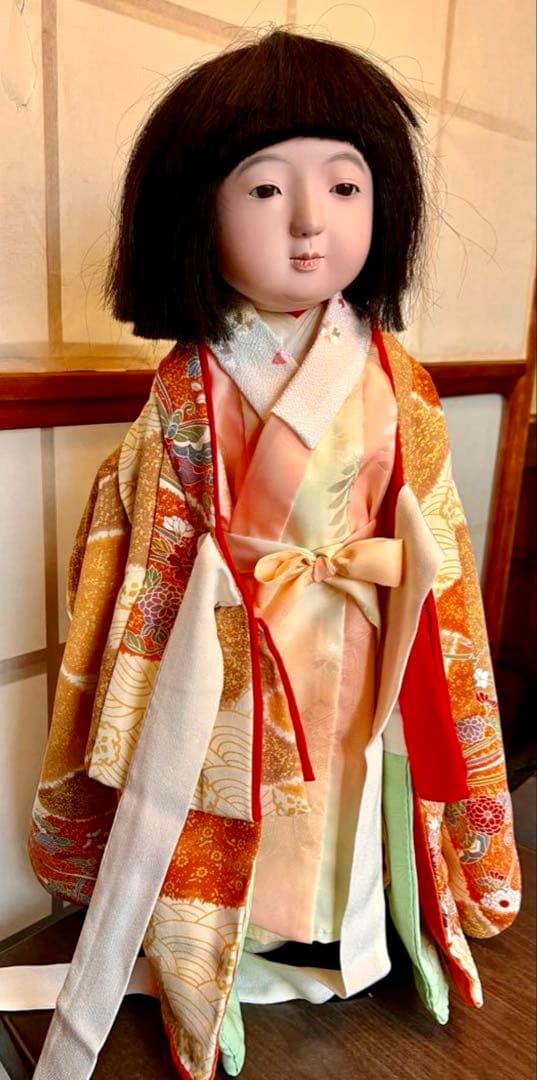 市松人形 徳山 東光 アンティークドール 骨董 昭和 女の子 日本人形 53cm