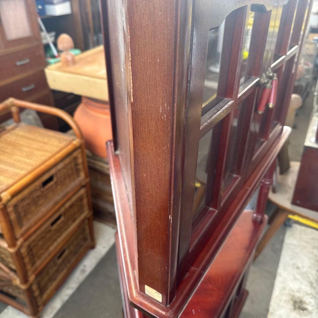 アンティーク　木製キャビネット 2段式 ガラス扉付き