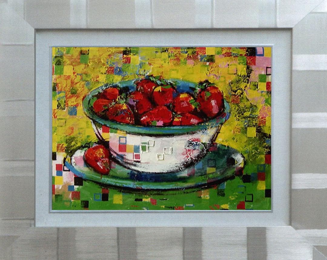 油絵 絵 絵画 インテリア 額付(白) uF6-061003 静物 フルーツ