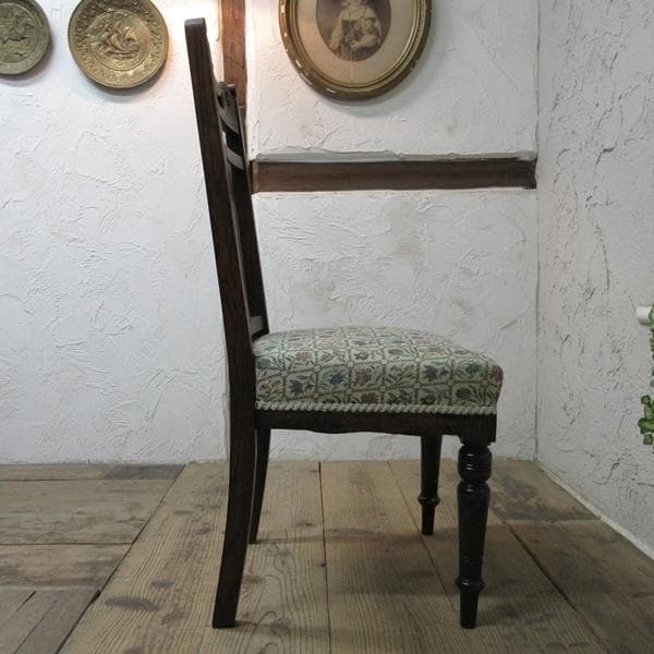 イギリス アンティーク 家具 ダイニングチェア 張りぐるみ椅子 英国 4206d