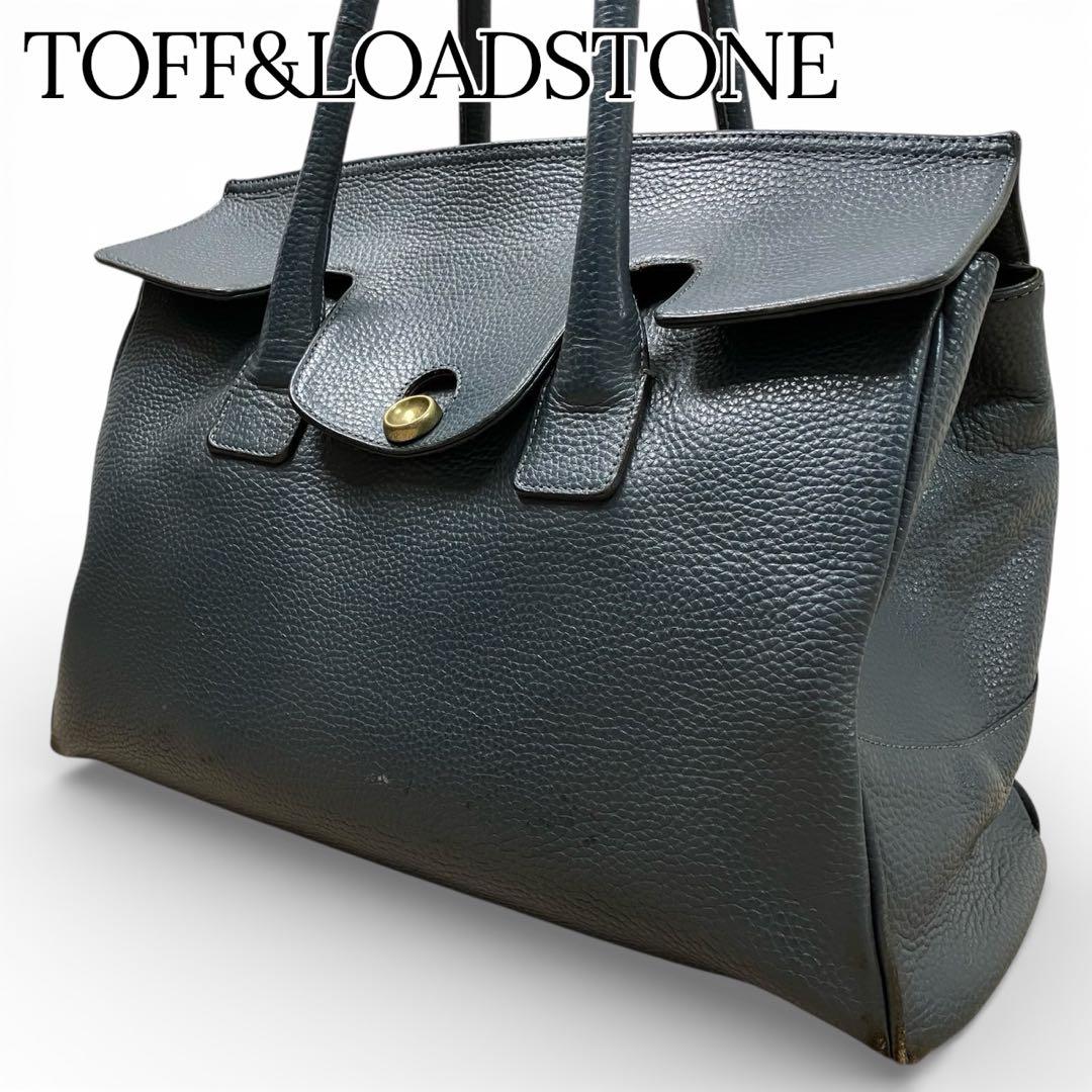 トフアンドロードストーン トートバッグ ルーフボタン レザー A4 ネイビー