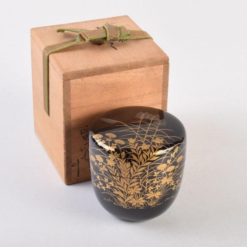 茶道具　漆匠　遠山哲山造　秋草蒔絵　大棗　共箱　C　9188