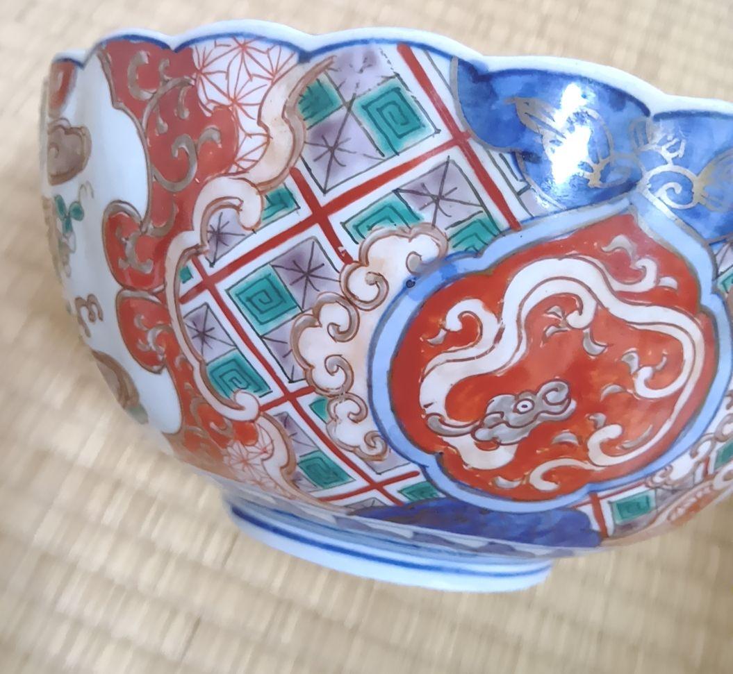 ①【古伊万里】骨董品 大皿 色絵 鉢 深鉢 伊万里 陶器 有田焼 希少 極美品