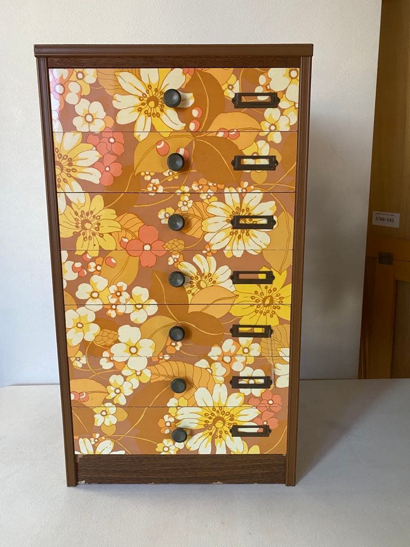 木製　花柄　ミニ箪笥　小物入れ　レトロポップ　引出し　レトロ