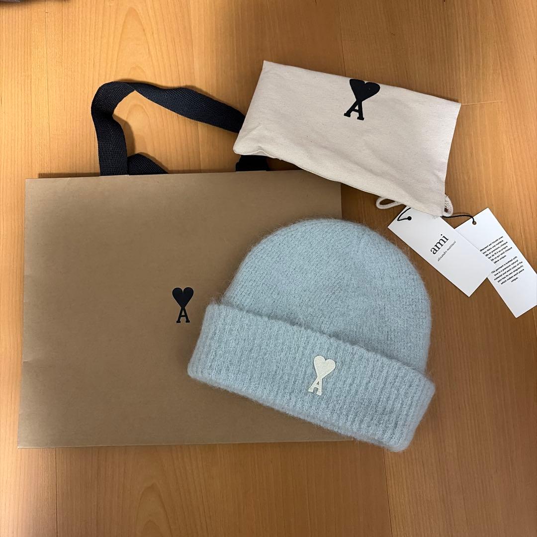 新品　ami paris ブルー アルパカAMI DE COEUR ビーニー