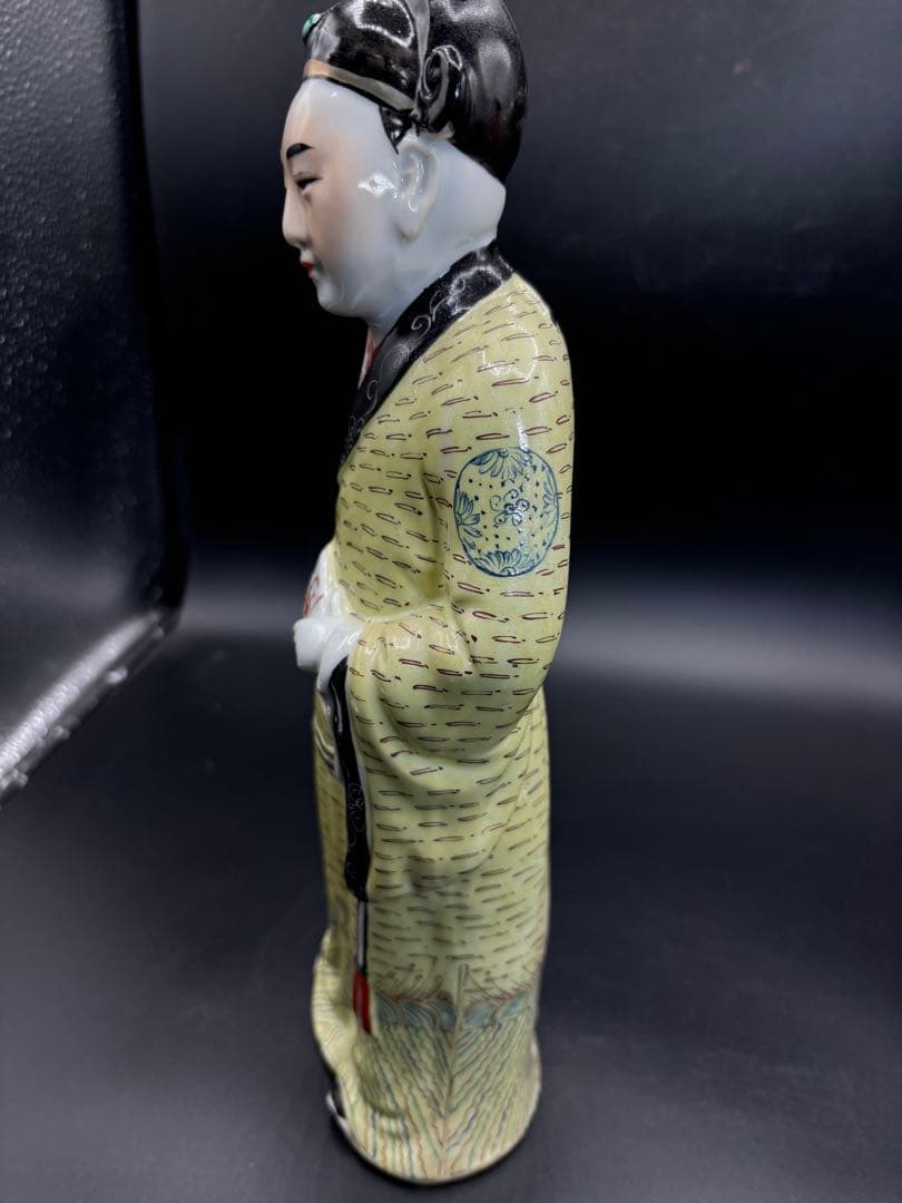 中国美術 古玩 色絵陶人形 陶器人形 高さ約31cm 置物 オブジェ 古董品