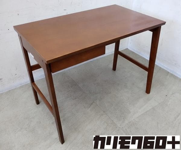 美品■カリモク60■オーク材■デスク■引出し付き■ウォールナット色■