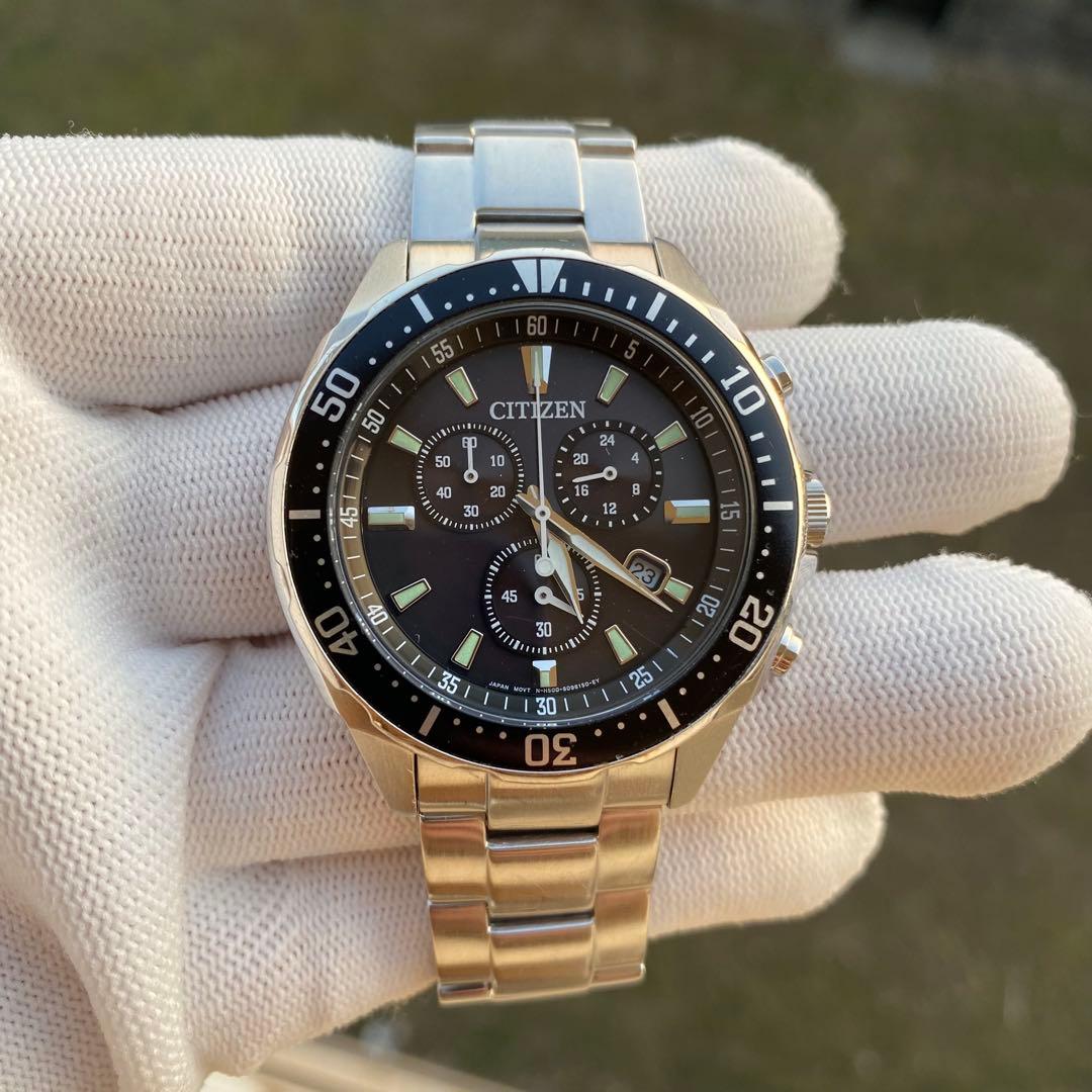 CITIZEN エコ・ドライブ クロノグラフ ブラック メンズ腕時計