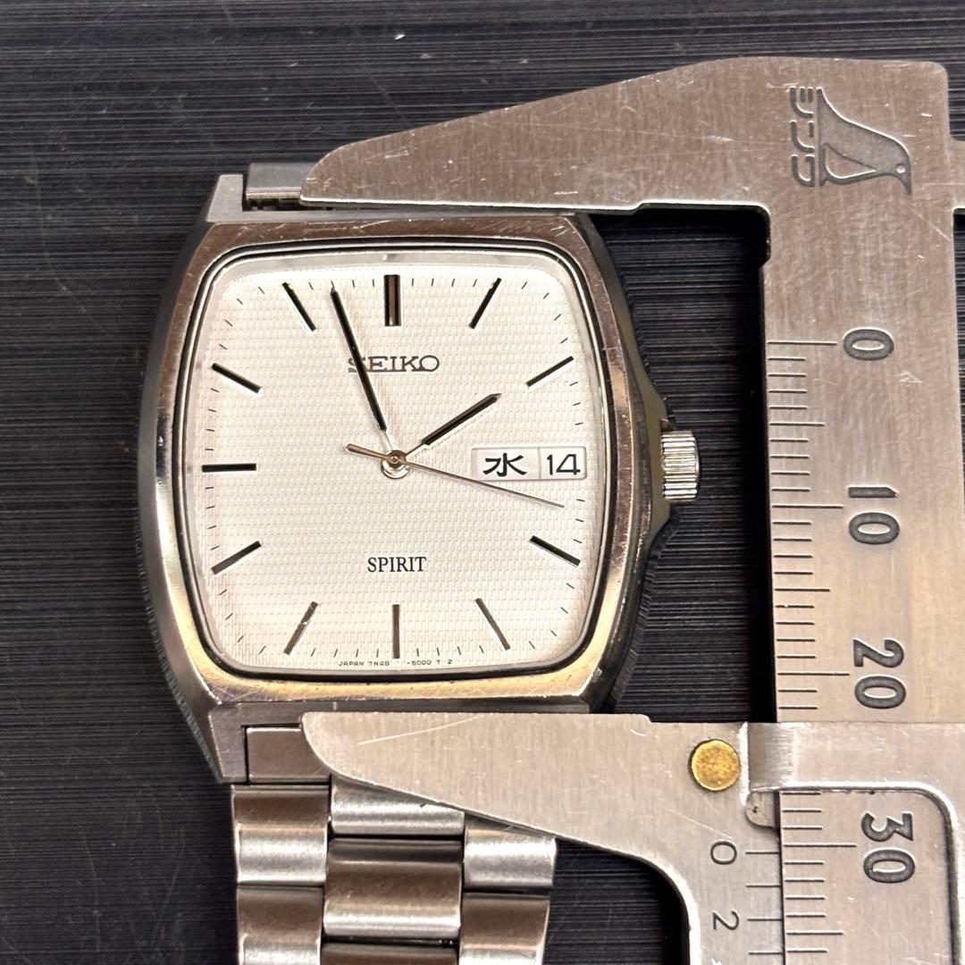 稼働 SEIKOスピリット 7N48-5000 スクエア クォーツ腕時計 メンズ