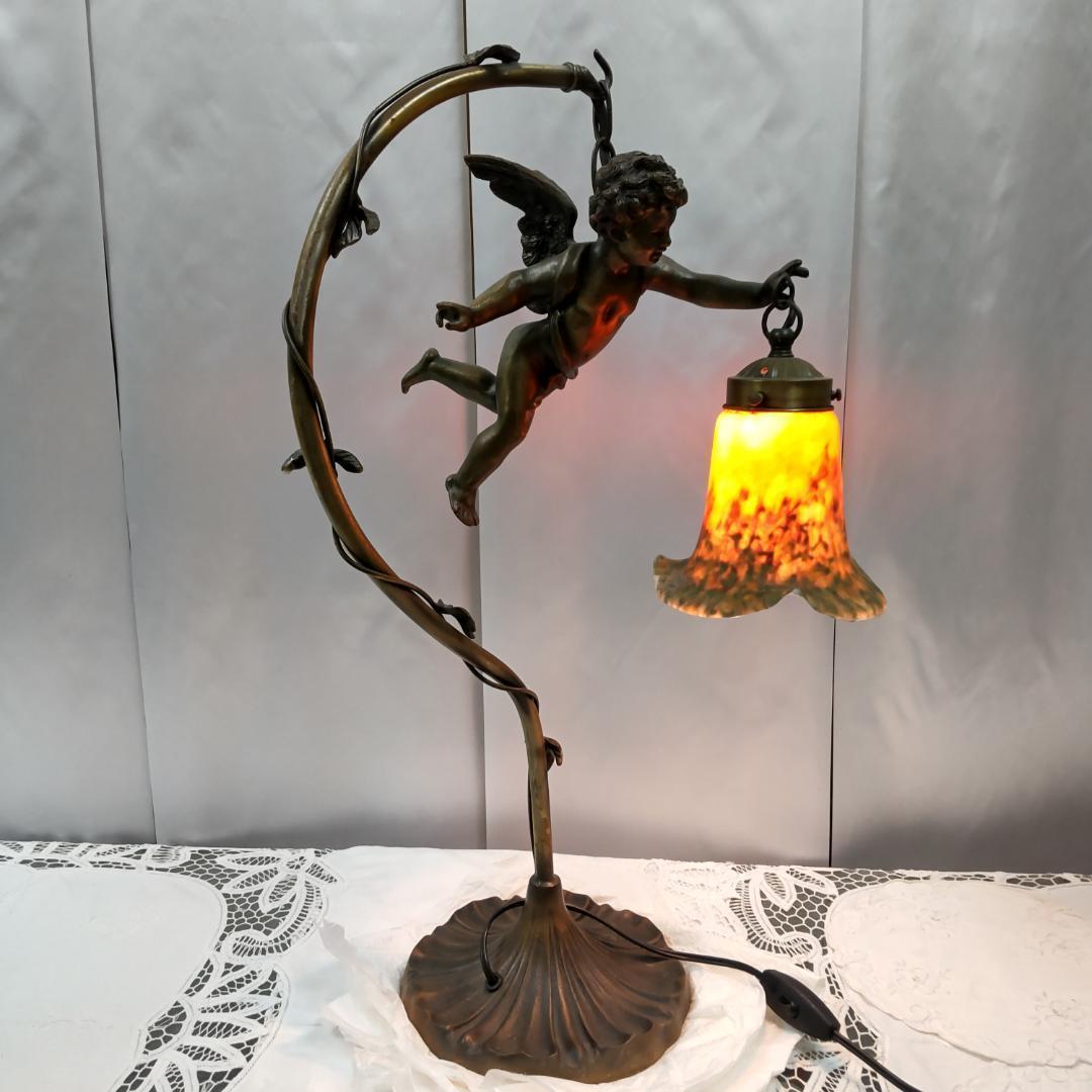 ランプ　天使　アンティーク　風　照明　ランプスタンド　エンジェル　イエロー付箋