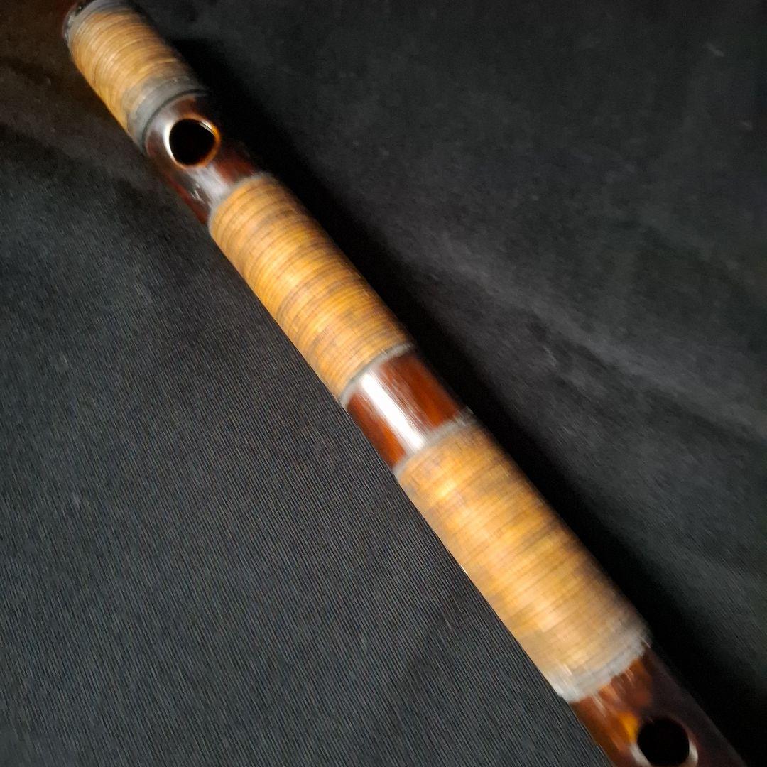 篠笛　古典調　7穴　5本調子　燻風仕上げ　天地胴藤巻き　超鐵仕様