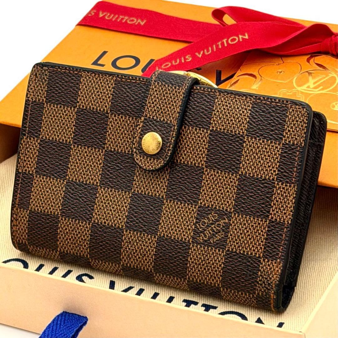 【美品】ルイヴィトン ダミエ エベヌ ヴィエノワ 二つ折り財布 N61674