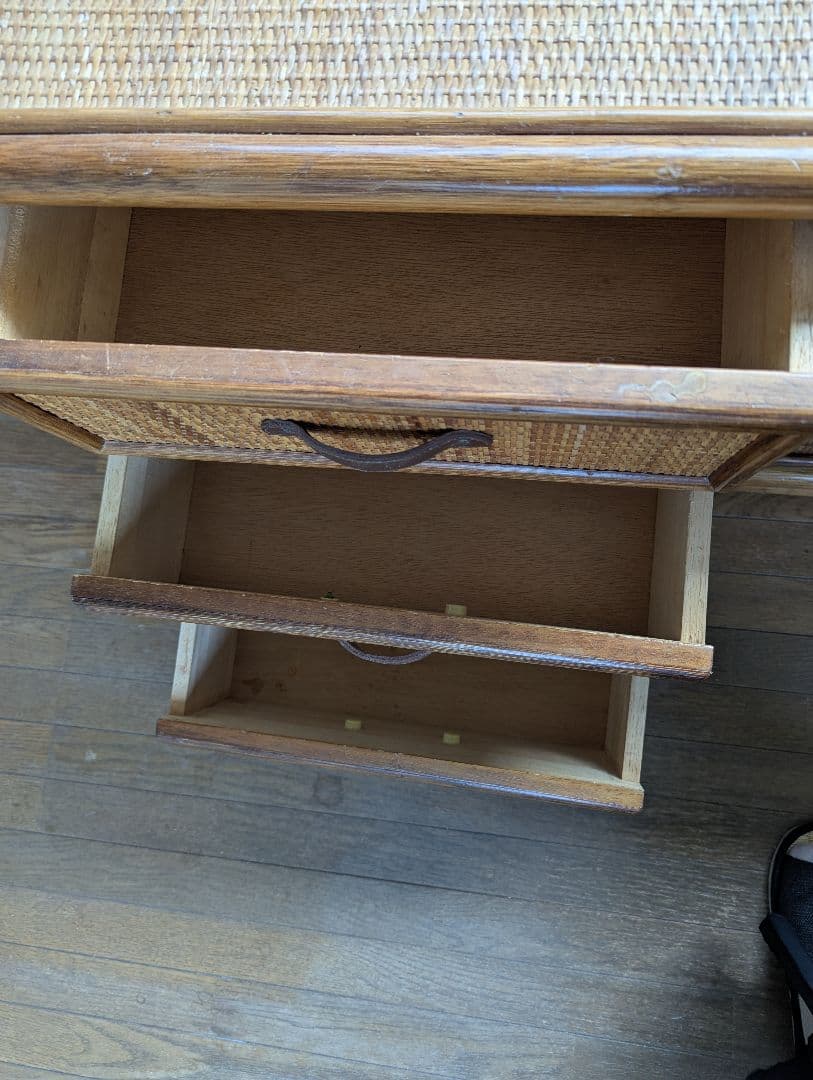 ラタン収納キャビネット 6引き出し付き