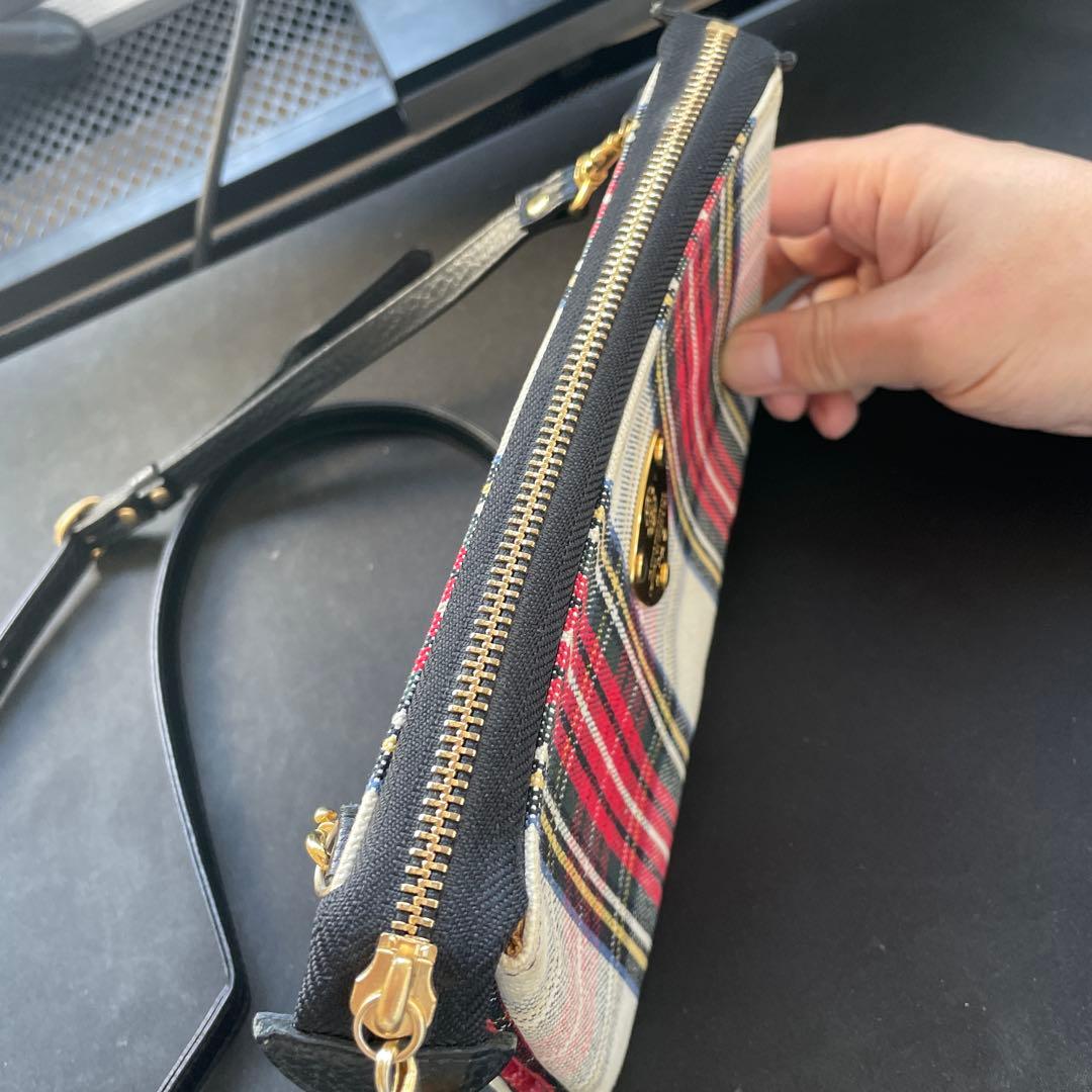 ATAO 未使用 ブーブー チェック柄 ショルダー ポシェット バッグ 財布