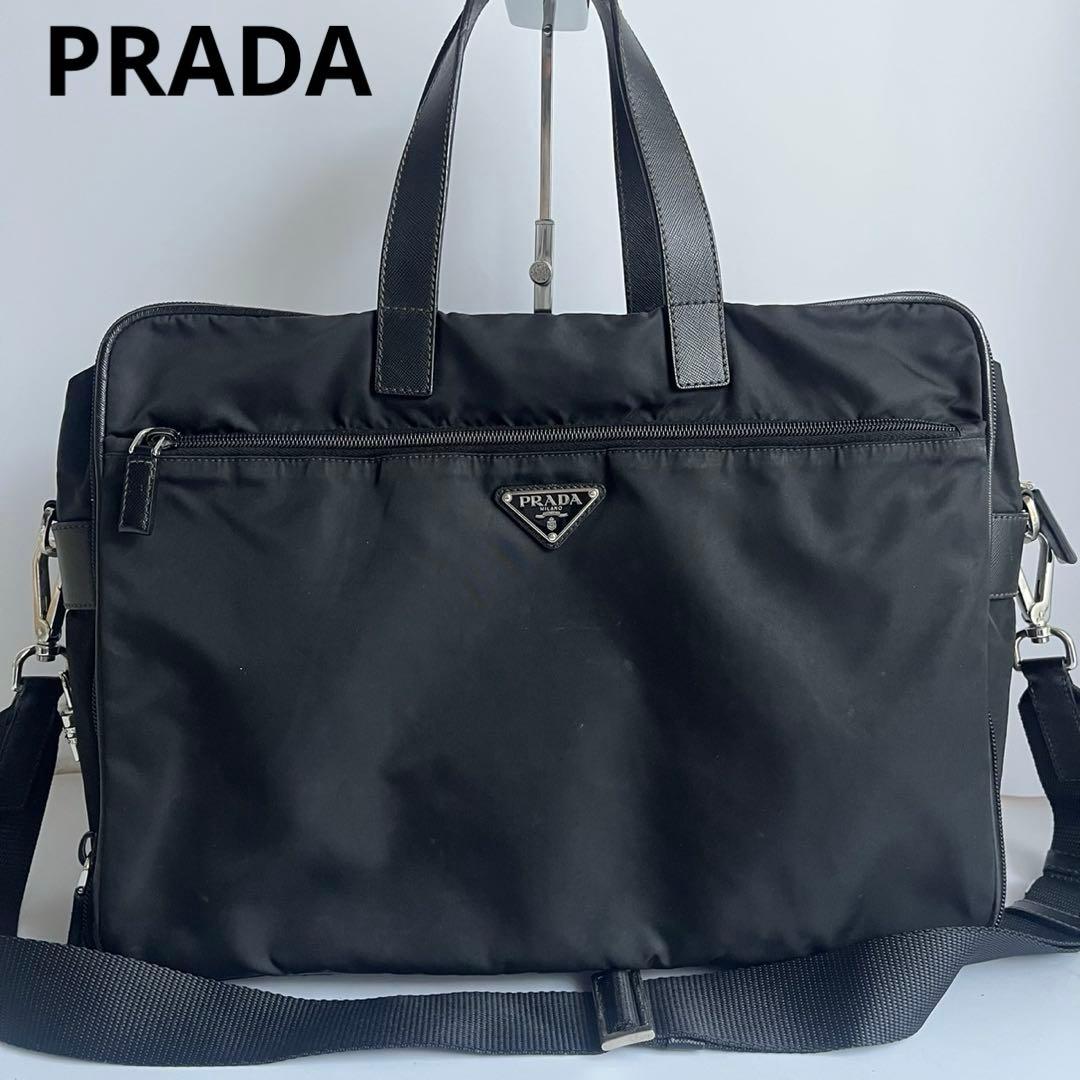 ✨️極美品✨️ PRADA ビジネスバッグ　ハンドバッグ　ナイロン　レザー　黒