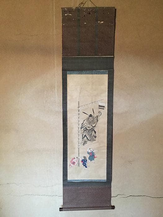 掛軸 五月 鐘鬼 子ども 節句 絵 中古 古物 骨董 19.02.09-3.