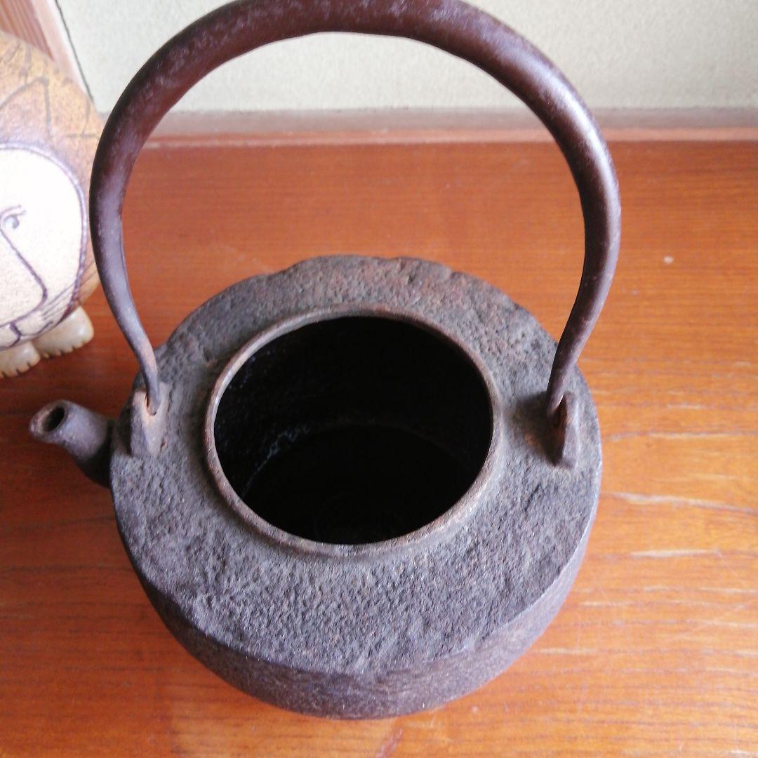 鉄瓶。松下電器創業３５周年記念品。銀摘独楽形鉄瓶。