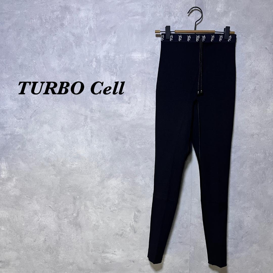 TURBO Cell タイツ ロング ストレッチ ロゴ ブラック M 4547