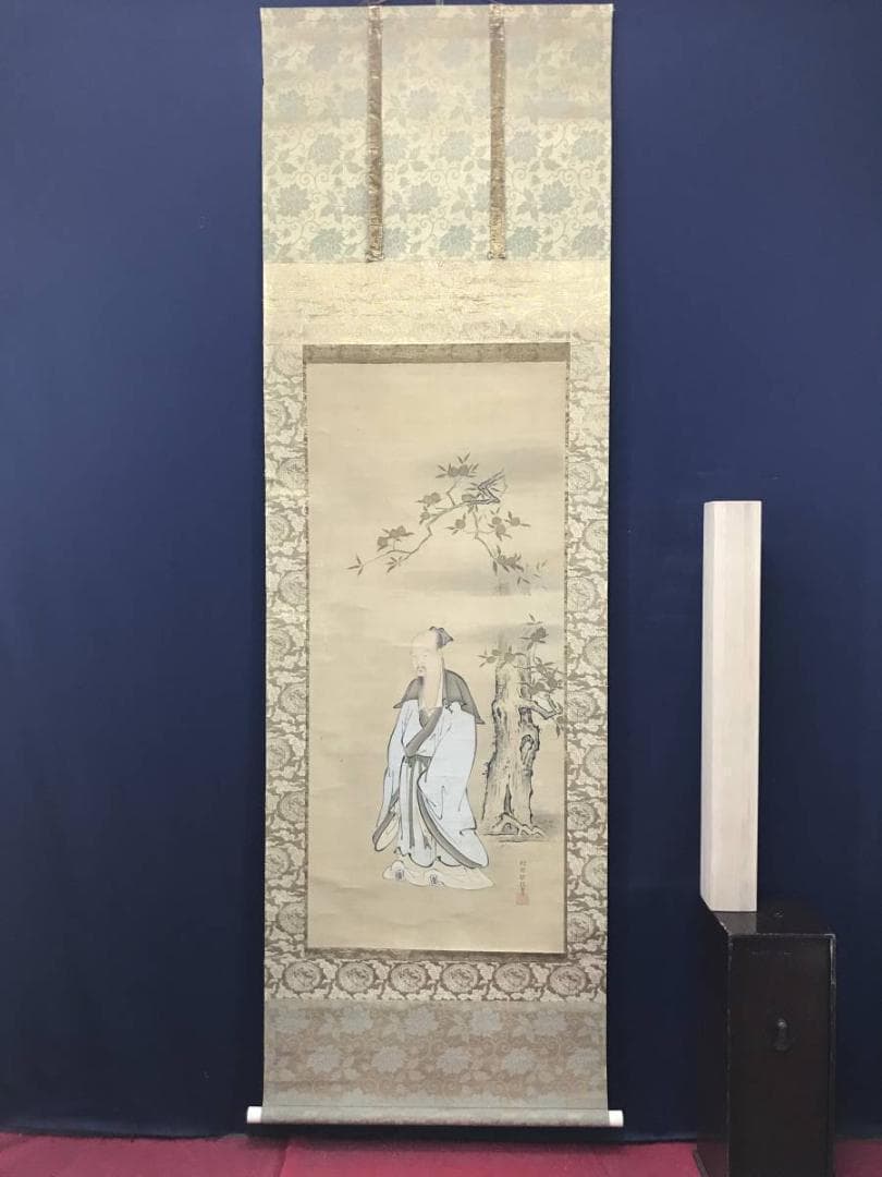 【真作】狩野探信/桃仙人図/人物図/掛軸/名家伝来/AC-168