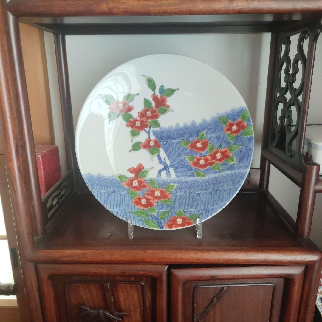 新年特価♥13代 今泉今右衛門 色鍋島柴垣椿絵額皿