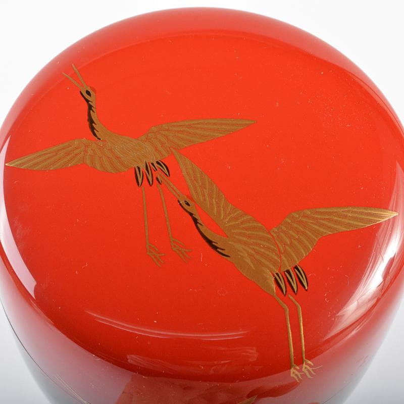 茶道具　山中塗　中村宗悦作　鶴蒔絵　大棗　共箱　V　R6343