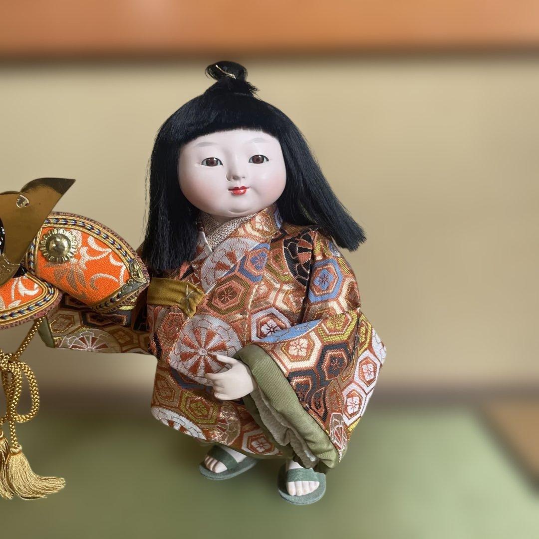 御所人形 初陣 玉童作 兜付き