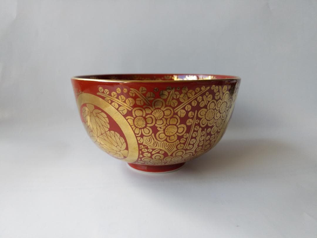 京焼 平安 勝見永泉 作 金襴手葵龍紋 茶碗 共箱 共布 茶道具 抹茶碗 新品