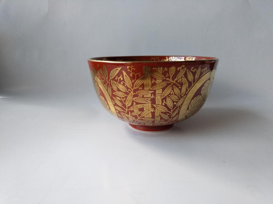 京焼 平安 勝見永泉 作 金襴手葵龍紋 茶碗 共箱 共布 茶道具 抹茶碗 新品