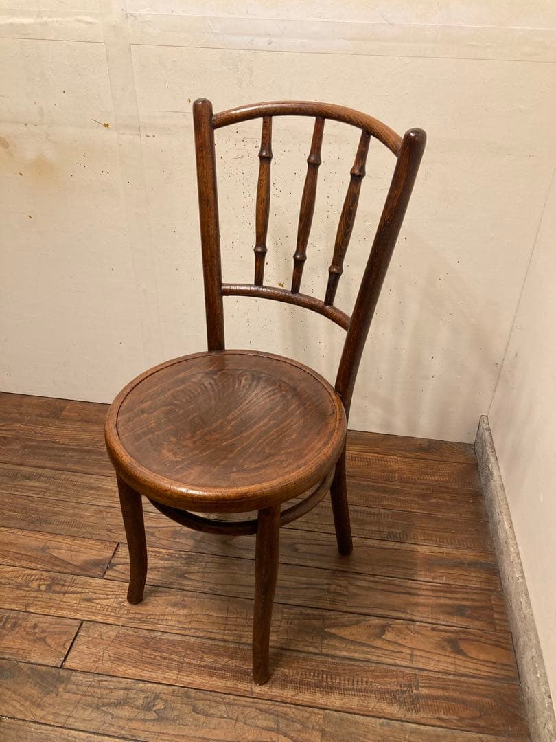 アンティーク 希少 Mundus社 曲木カフェチェア エンボス座面 ベントウッド