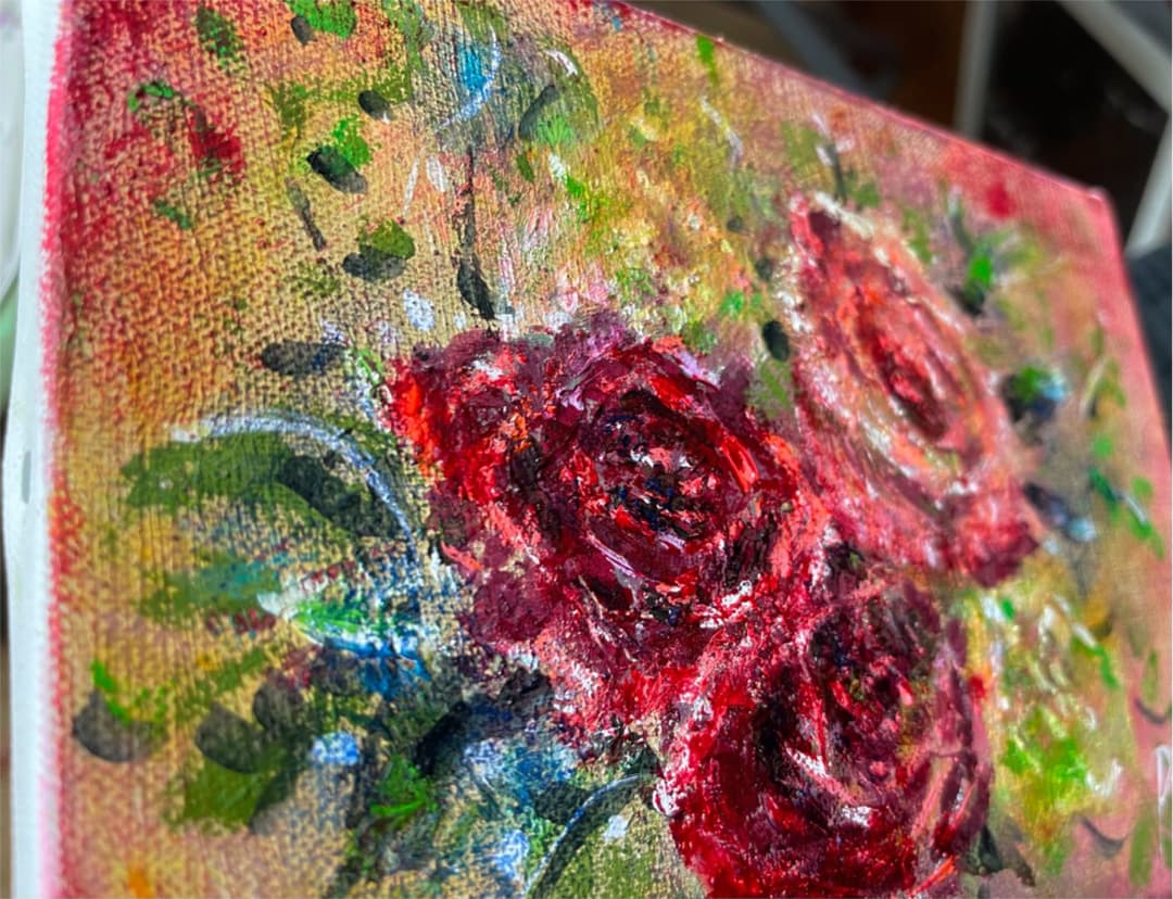 ○友薔薇　油彩&アクリル原画