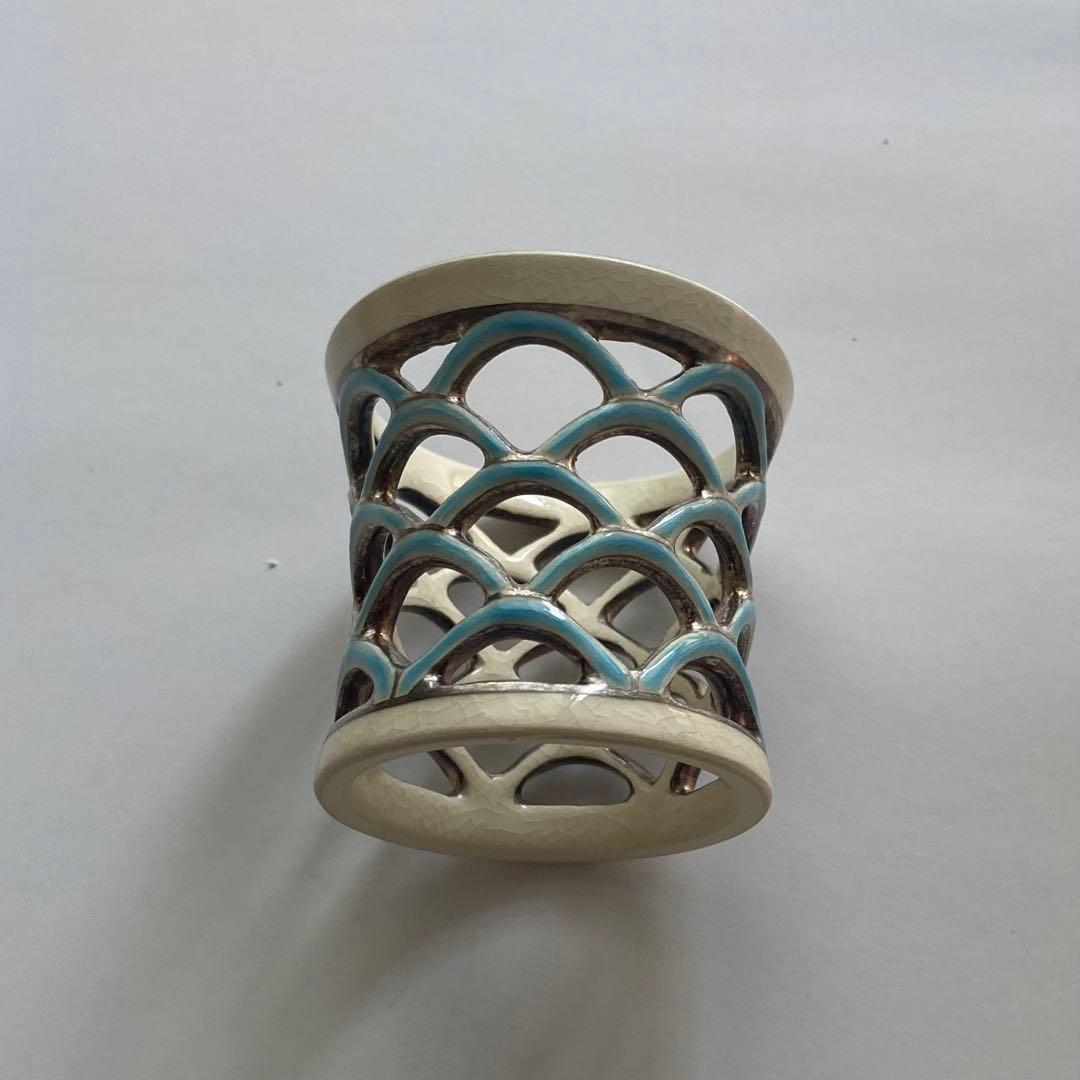 蓋置　青海波　銀彩　京焼　手塚充　木箱あり