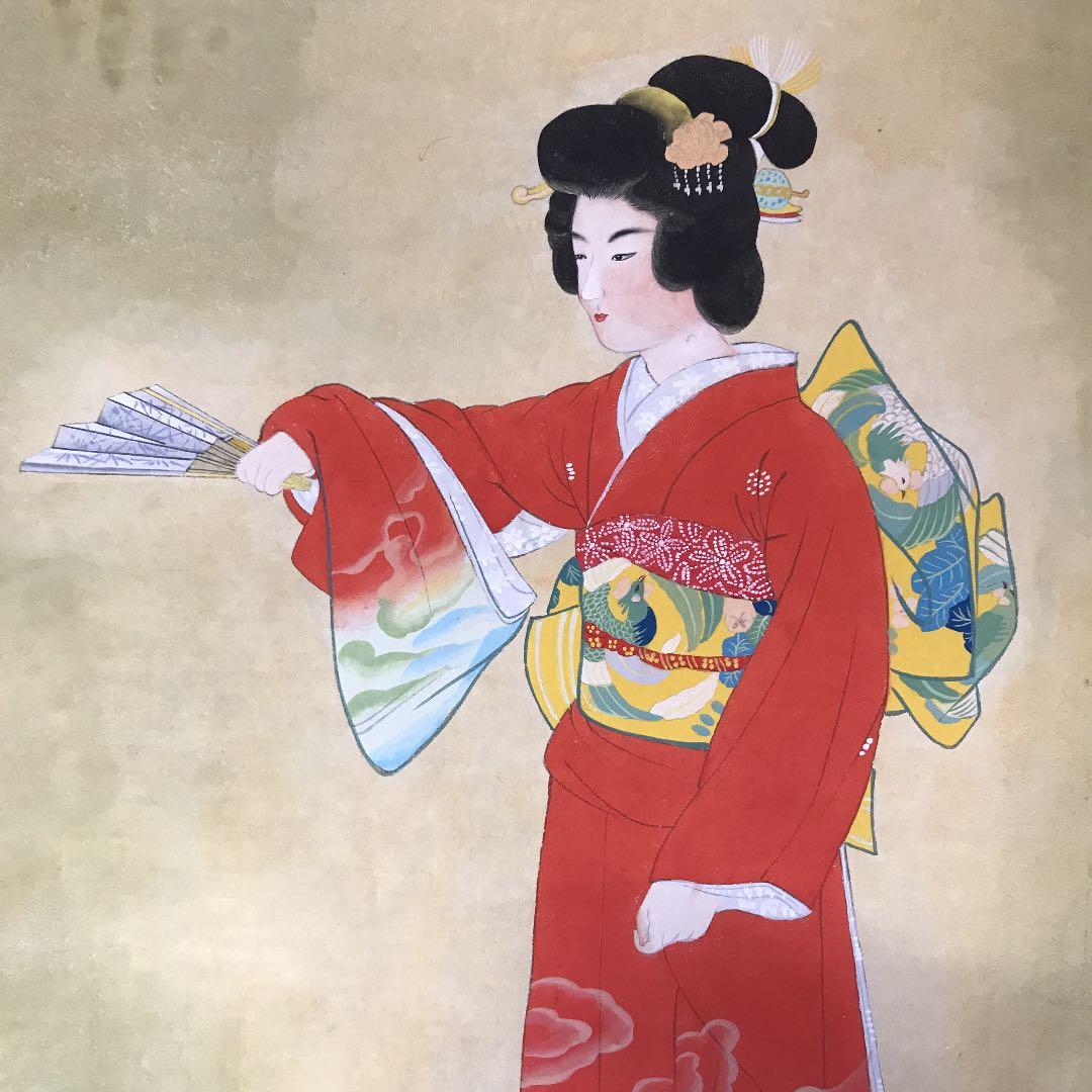 掛け軸　値下げ　美人画　日本画　上村松園？序の舞　模写