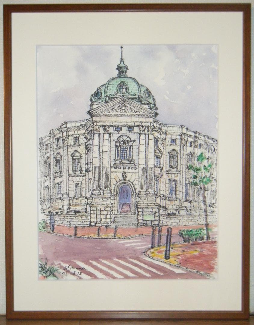 【真作】絵画　棈木勇　水彩6号　旧横浜正金銀行本店木館　人気作家　K3