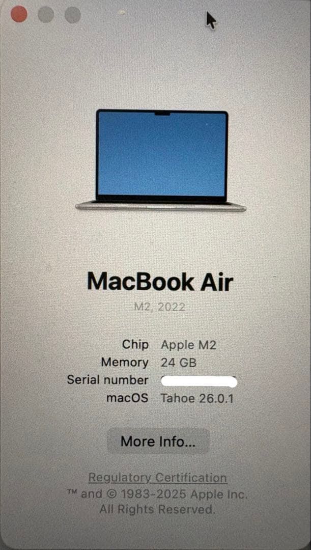 M2 MacBookAir メモリー24GB SSD512GB