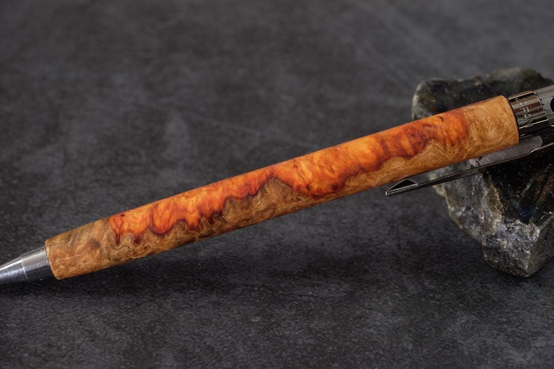 PG5木軸カスタム0216　高村杢工房 製図用シャープペンシル　花梨瘤　紅白