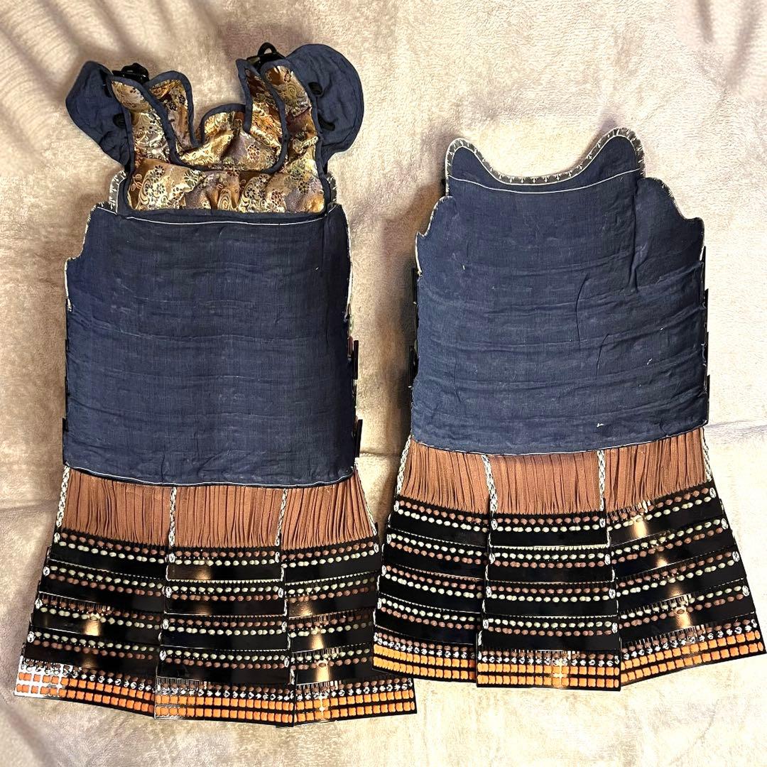 『新品同様 美品！』濃黄•茶糸威 鉄地黒胴当世具足 【甲冑 等身大】 鎧 一式
