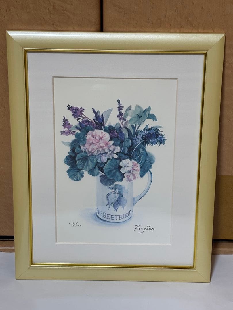 橋本不二子作品 ￼絵画 「可愛いい花束」