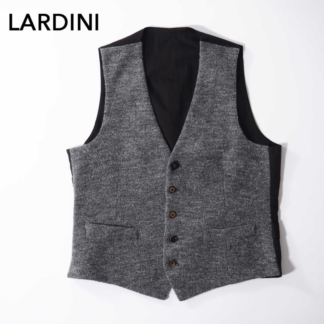 美品 希少 ラルディーニ ブートニエール付 ウール ジレ ベスト グレー
