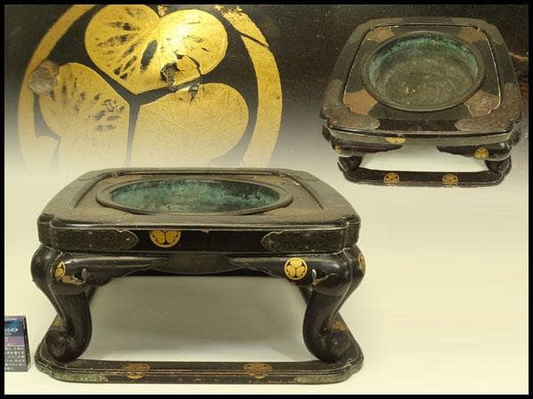 古美術 徳川 三つ葉葵紋 瓶掛 火鉢 大名火鉢(ZE479)