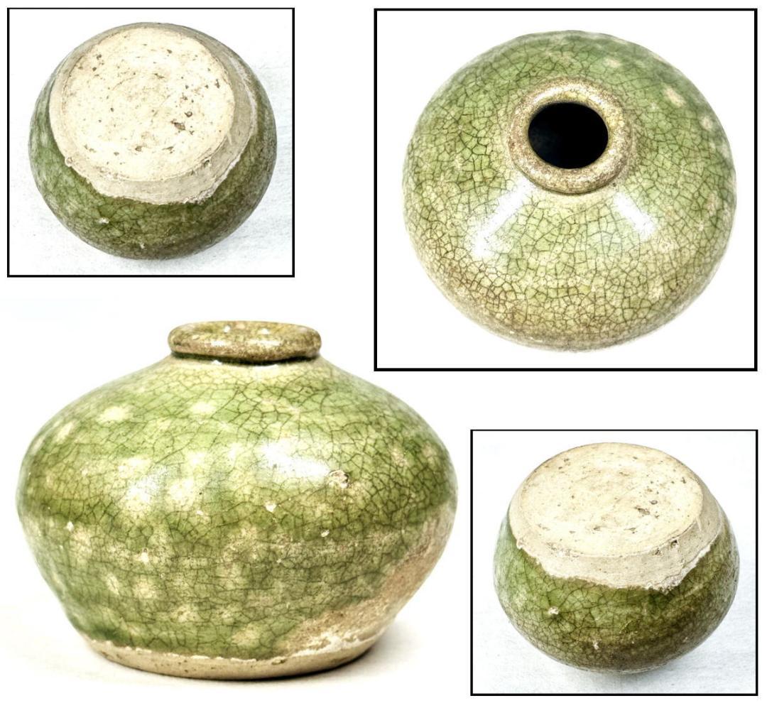 宋時代 緑釉壷 緑釉壷 伝世品焼物 ウブ品 茶道具 中国古玩 美術WWTT076