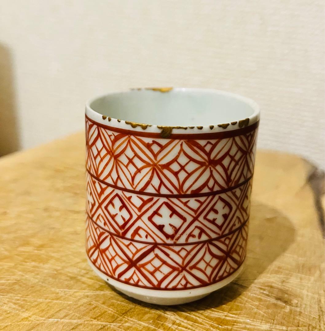 古伊万里　赤絵覗き猪口　江戸