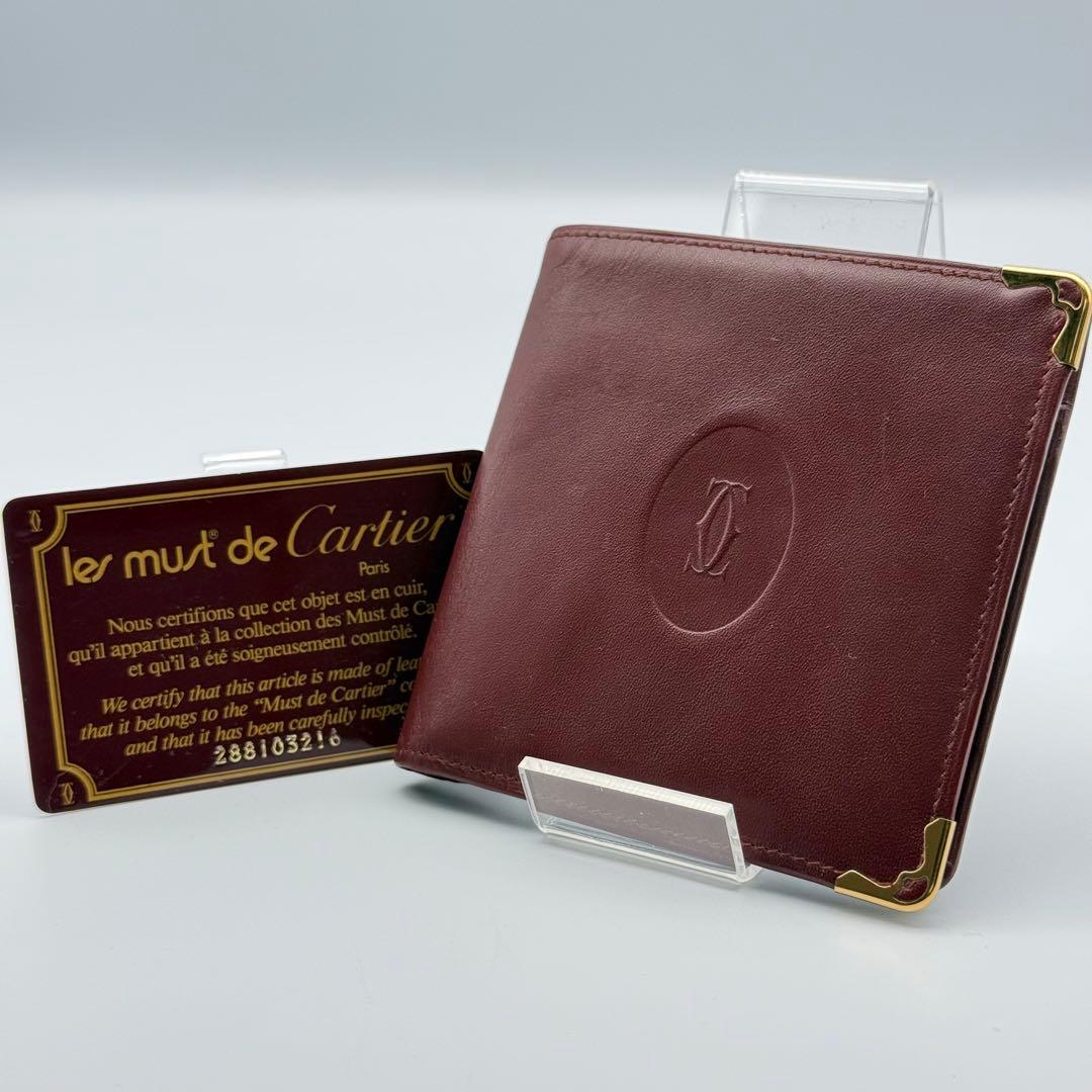 ✨美品✨カルティエ マストライン レザー 二つ折り財布 レディース カード付