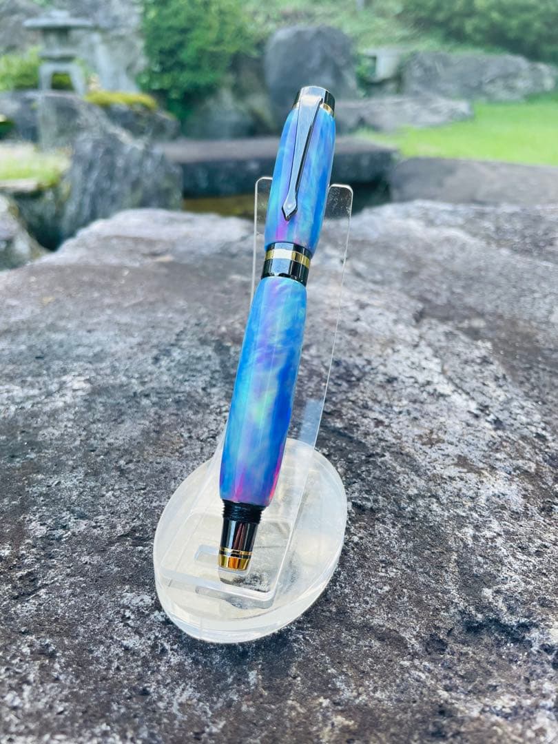 B品　万年筆　ハイブリッドオパール　ユニコーン緑斑