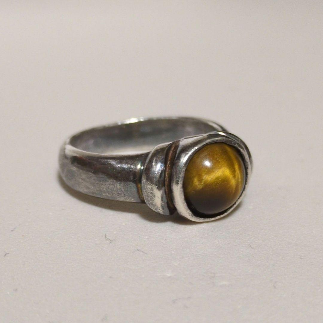 【純銀】22号 シルバー1000 インディアンジュエリー タイガーアイ 刻印あり