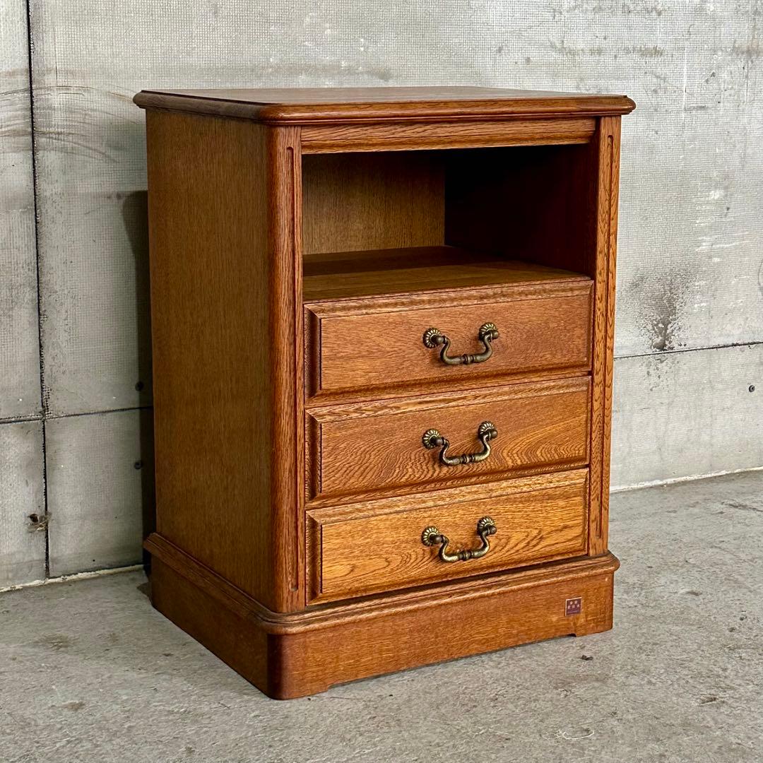 ✦昭和レトロ✦ 1981年製 サイドチェスト 木製 オーク無垢 アンティーク