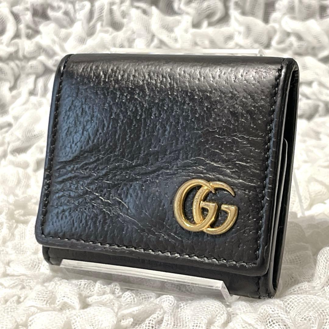 グッチ　GUCCI　GGマーモント　ケース　小銭入れ　レザー　黒　ブラック