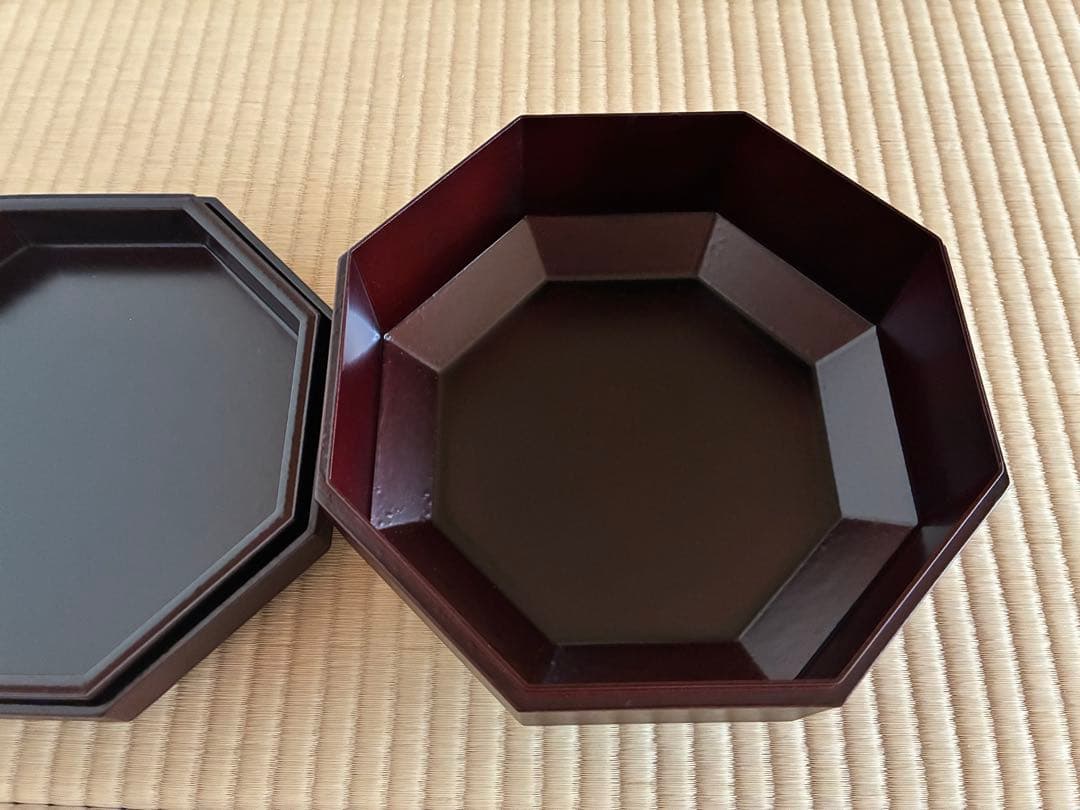 茶道具　表千家流『八角喰籠』一閑溜塗 二重菓子器