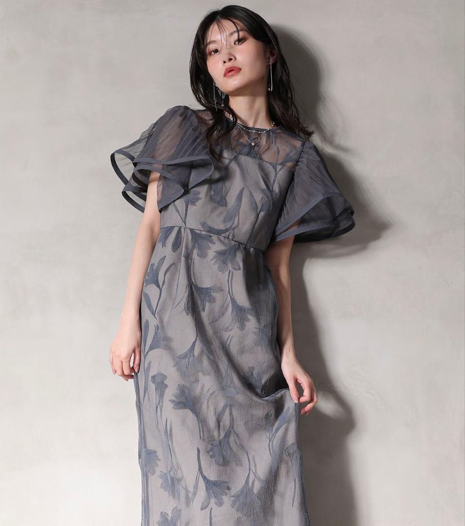 kana シアー素材 フラワー刺繍 ワンピース ドレス 結婚式 オケージョン